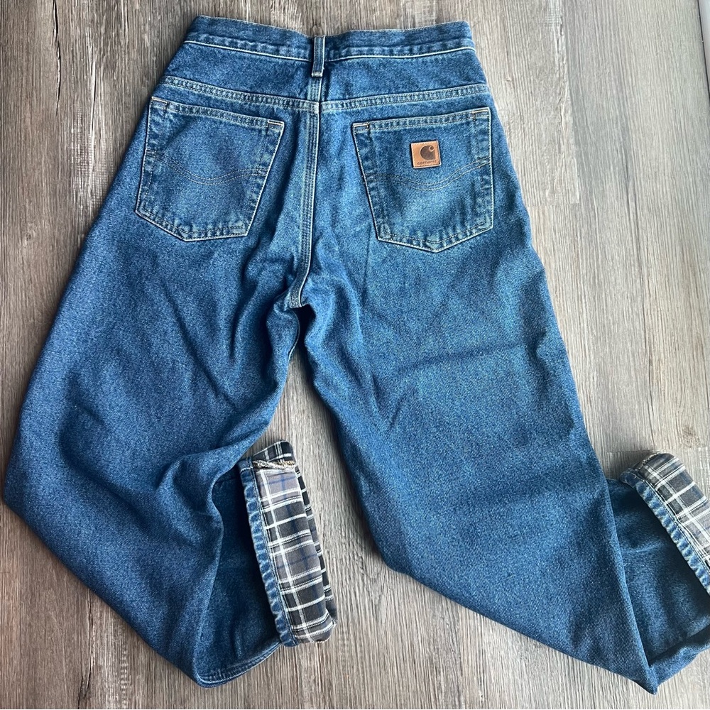 Carhartt Men’s Jeans 28x30 w/ flannel plaid inner lining